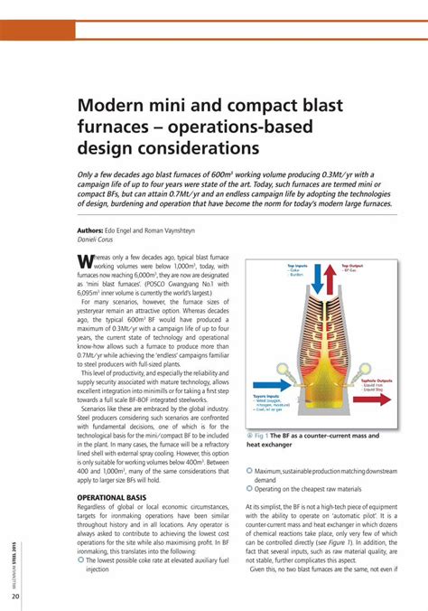 Pdf Modern Mini And Compact Blast Furnaces Operations Millennium