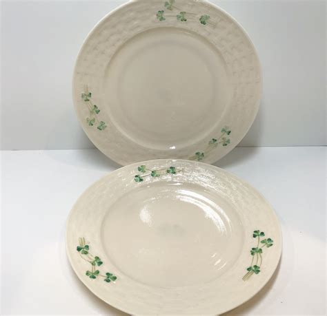 Set Of 2 Belleek Plates Belleek Salad Plates Shamrock Ware Plates