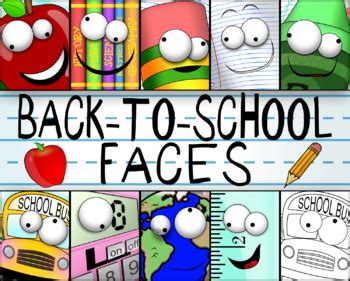 Back to School Faces Clipart | Silly School Faces | Back-to-School Faces