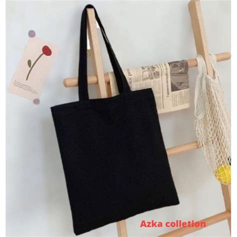 Jual Totebag Kanvas Hitam Polos Kanvas Premium Ukuran X Cm Shopee