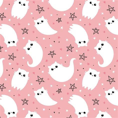 Premium Vector Ghost Cats Halloween Pattern