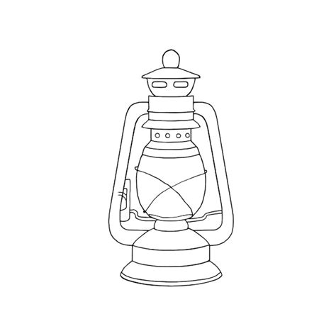 Premium Vector Old Vintage Lantern Kerosene Lamp Hand Drawn Vector