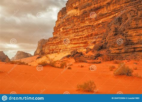 Wadi Rum Jordan Desert Sand Dunes And The Mountains Stock Photo