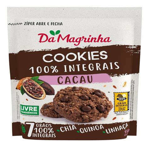 Cookies 100 Integral 120g Cacau Sem Açúcar Da Magrinha Divina