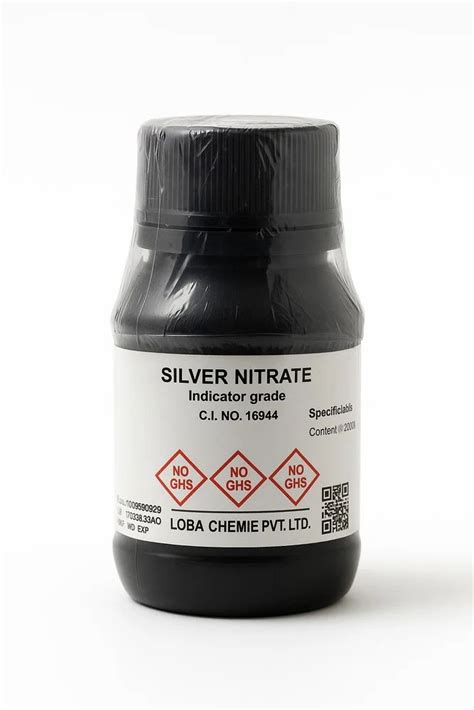 silver nitrate crystal lr grade  purity  bottle  rs gram