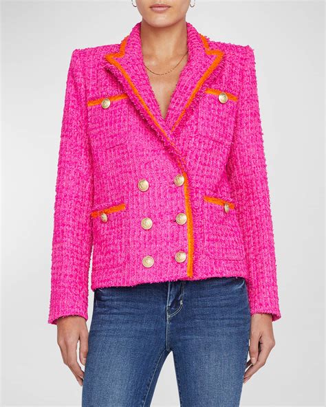 L Agence Alectra Neon Tweed Collared Jacket Neiman Marcus