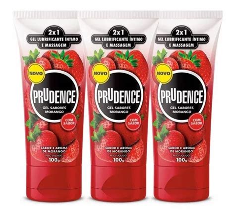 Kit De Gel Lubricante Prudence Con Sabor A Fresa Con 3 Unidades 100 G