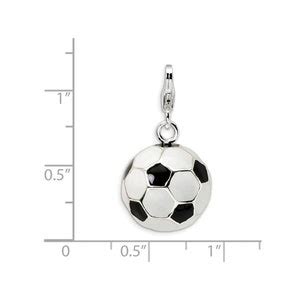 Sterling Silver D Enamel Soccer Ball W Lobster Clasp Charm New Sports