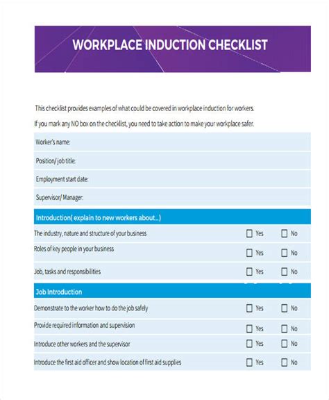 Induction Checklist - 9+ Examples, Format, Pdf