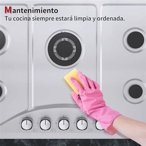 IsEasy Placa de cocción de gas con 5 quemadores Autosuficiente Cocina