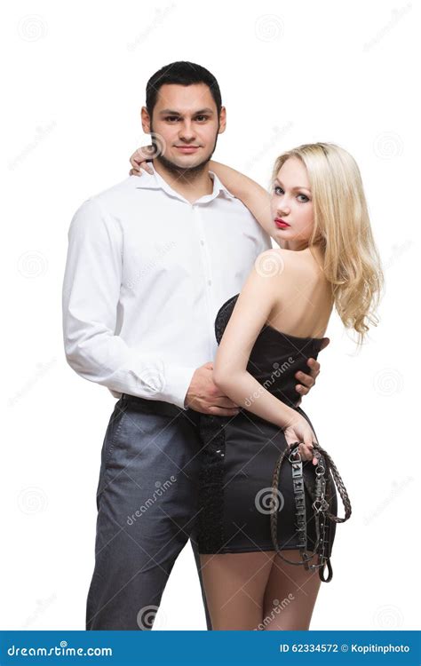 Couple. Girl Holding a Leash Stock Photo - Image of girl, beautiful ...