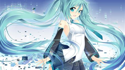 壁紙、1366x768、ボーカロイド、初音ミク、アニメ、少女、ダウンロード、写真