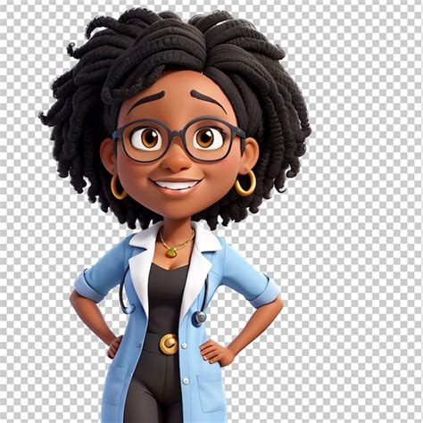 Premium Psd 3d Black Woman Doctor Therapist Cartoon Character