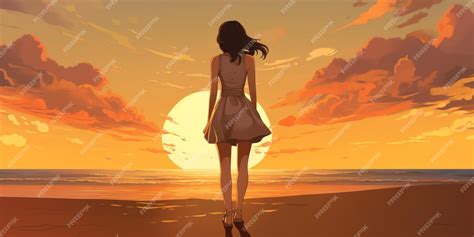 Premium AI Image | Captivating anime character walking by the shore ...