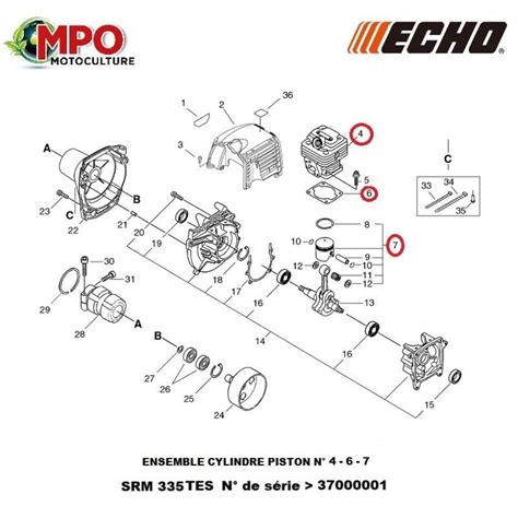 Cylindre Piston Echo Pour Srm Tes Origine