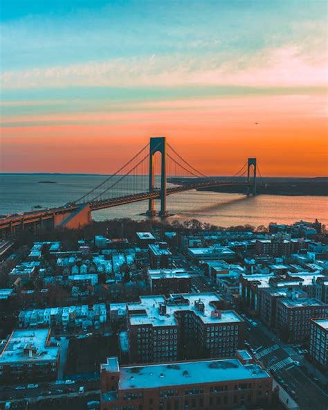 Verrazzano-Narrows Bridge in New York City, USA at Dusk · Free Stock Photo