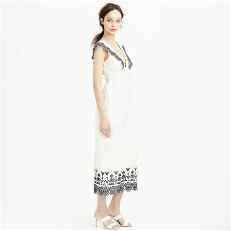 Lyst J Crew Collection Embroidered Linen Dress In White