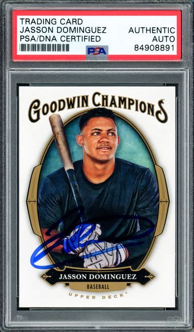 Jasson Dominguez Autographed 2020 Upper Deck Goodwin Champions Rookie Card 45 New York Yankees