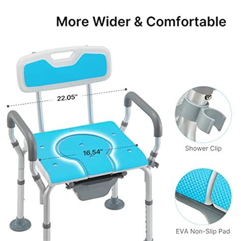 Heao In Heavy Duty Bedside Commode With Back Lbs Medical