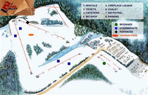 Swiss Valley Ski Lodge Ski Trail Map - Marcellus Michigan United States ...