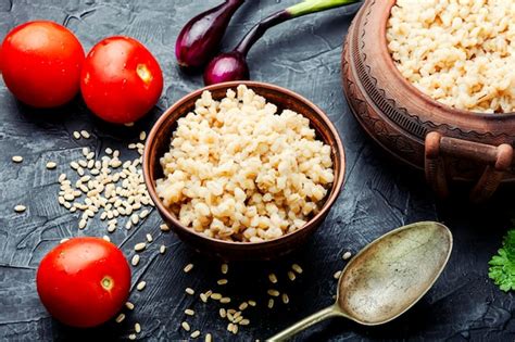 Gachas De Avena De Cebada Perlada Desmenuzable Vegetariana Con Verduras