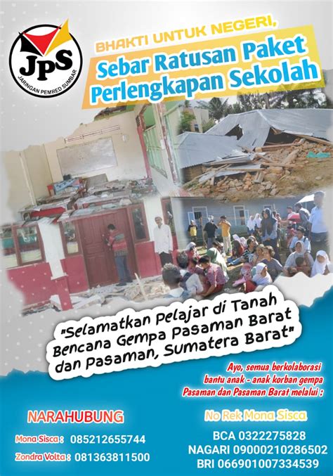 Donasi Peduli Pelajar Tanah Bencana Jps Mengundang Simpati Banyak Tokoh