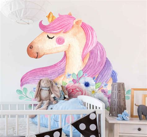 Sticker Mural Licorne Dessin Aquarelle Tenstickers