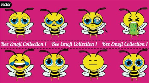 This Charming Bee Emoji Pack Features An Adorable Little Bee In A