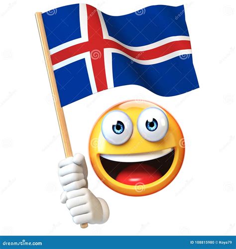 Emoji Holding Icelandic Flag, Emoticon Waving National Flag of Iceland ...