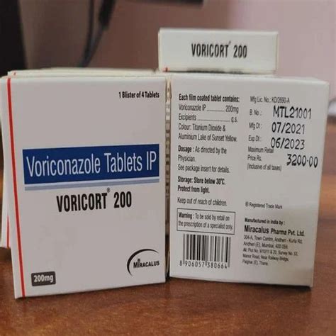 Voriconazole 200mg Voricort 200 Tablet 4 Tablets In 1 Strip