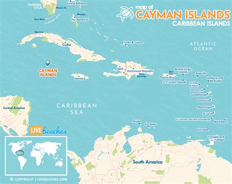 Map of Cayman Islands - Live Beaches