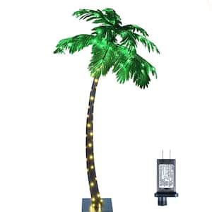 Lightshare 5 Ft Pre Lit LED Palm Tree With Green Leaves And 56 Warm