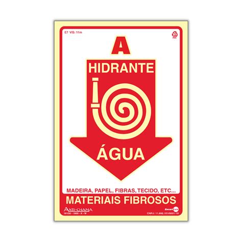 Placa de Sinalização Fotoluminescente 20x30cm Paf299 Hidrante Água