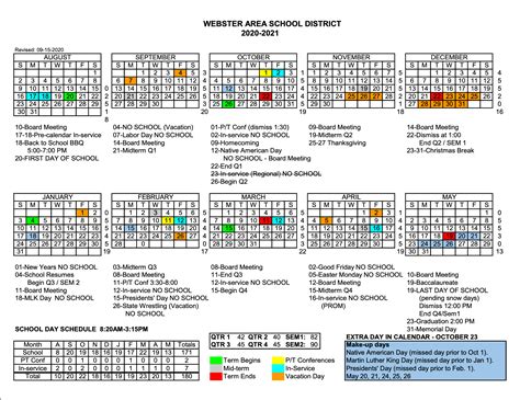 Webster Area School District Holiday Calendar 2023-2024 - District ...