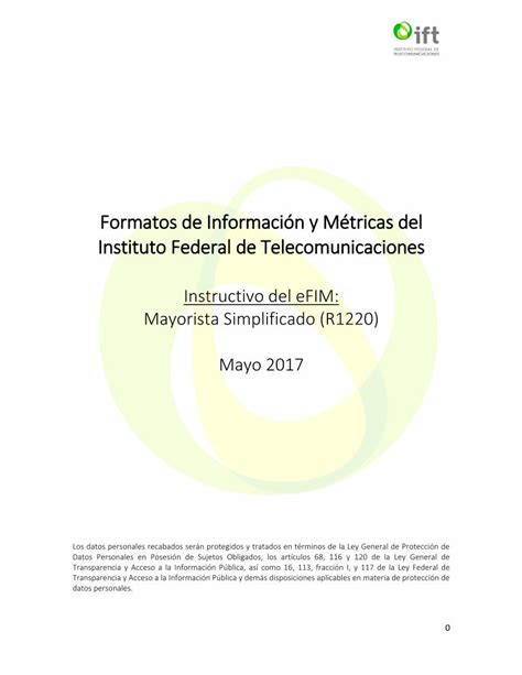 PDF Formatos de Información y Métricas del Instituto Federal