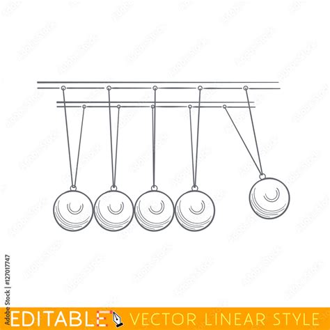 Newton balls. Pendulum. Outline sketch illustration. Stock Vector ...