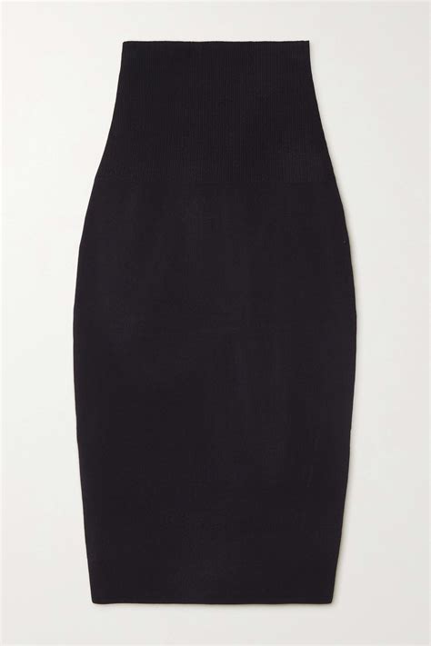 Victoria Beckham Vb Body Ribbed Stretch Knit Midi Skirt Net A Porter