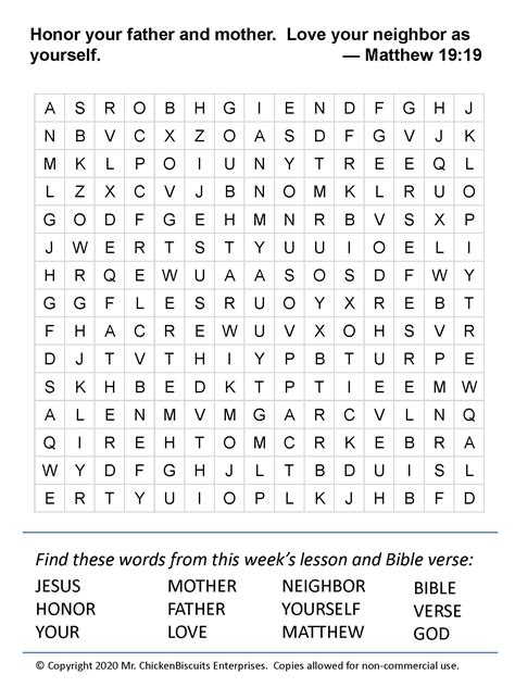 Printable Bible Word Search