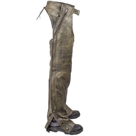 Mens Leather Chaps In Naked Distressed Brown Leather SKU GRL C DL