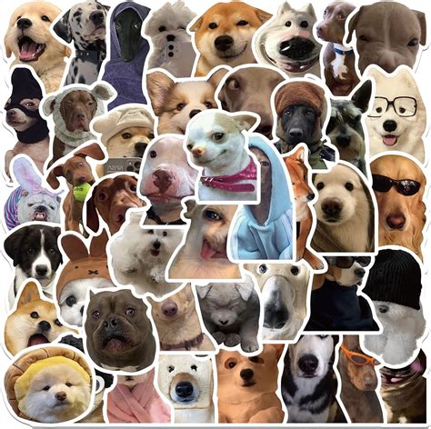 Amazon.com: Funny Dog Meme Stickers, Cute Dog Stickers, 50PCS Cool Pet Waterproof Vinyl Stickers ...