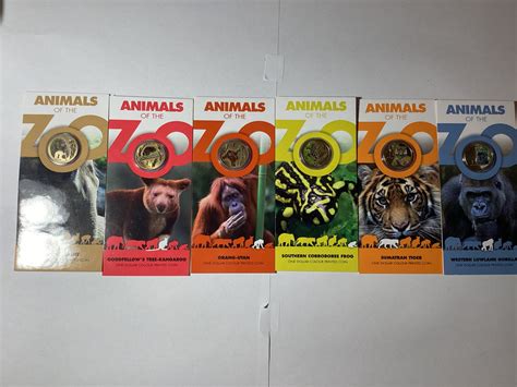 2013 $1 Pad Printed Coloured Coins. Animals of the Zoos. Complete Set ...