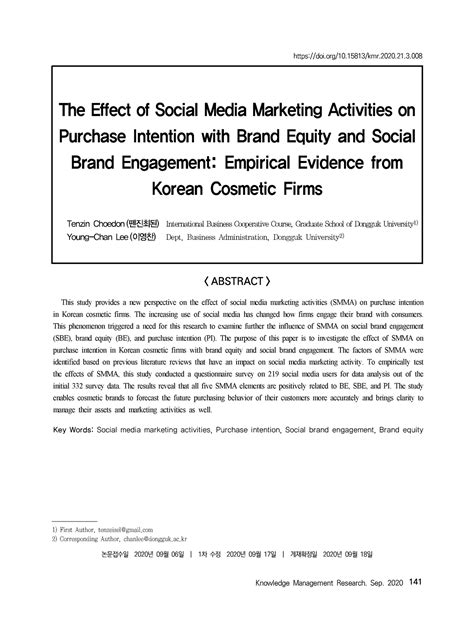 The Effect Of Social Media Marketing Activities On Purchase Intention With Brand Equity And