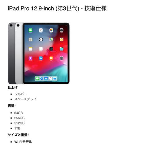 Apple Ipad Pro 129 Inch 第3世代 技術仕様の通販 By 伊藤カイジs Shop｜アップルならラクマ