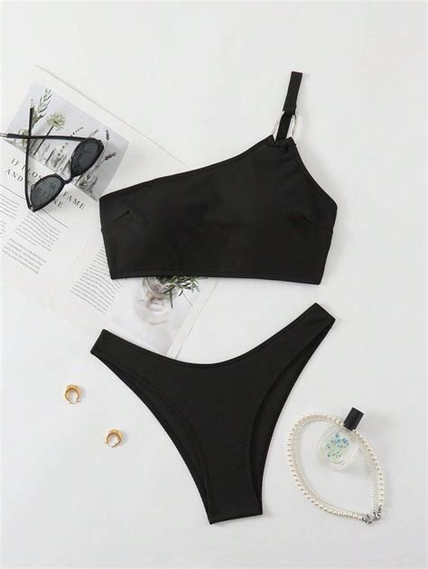 Conjunto de Maiô Bikini Justo de Ombro Único Sexy para Mulheres SHEIN Brasil