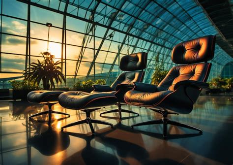 Premium Photo | In an airport the chairs are black