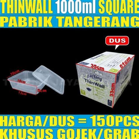 Jual Thinwall SQ 1000ml Square Kotak Makanan Per Dus Food Container