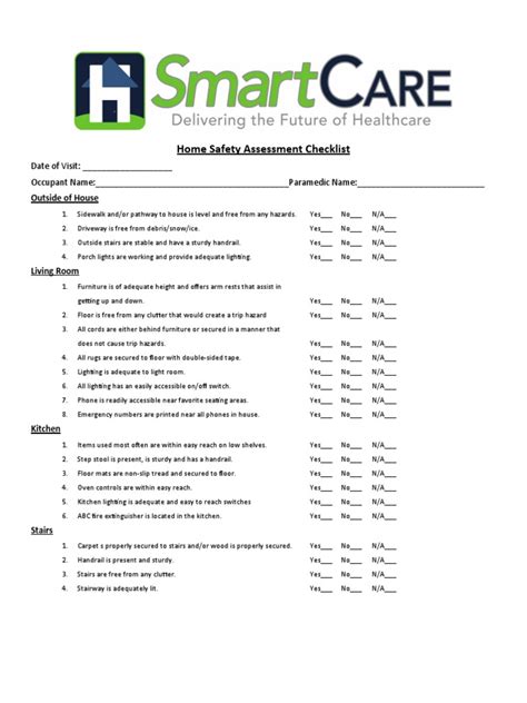 Home Safety Assessment Checklist Pdf Stairs