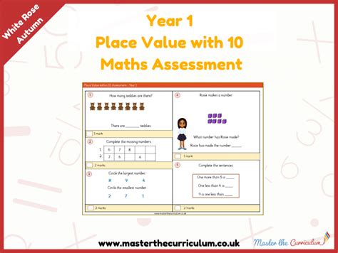 Year 1 Place Value Within 10 Maths Assessment Master The Curriculum