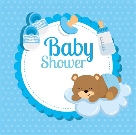 Tarjeta De Baby Shower Con Lindo Oso Y Decoraci N Vector En