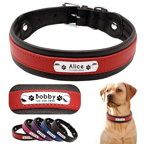 Collar De Cuero Personalizado Para Perro Accesorio Con Grabado